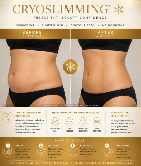 Cryoslimming Before and After in Northridge, Los Angeles, CA