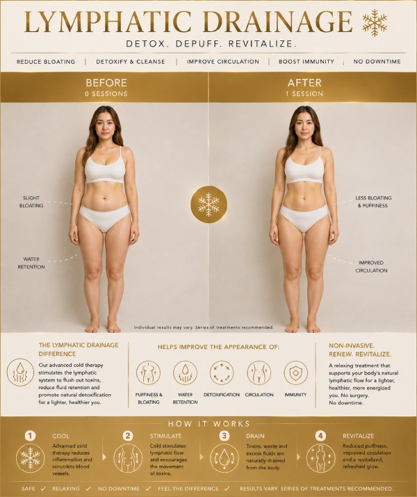 CryoSkin Lymphatic Drainage Body Treatment Before and After in Northridge, Los Angeles, CA