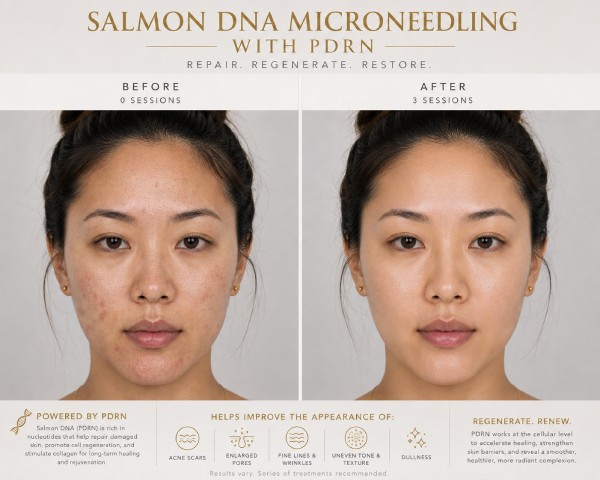 Salmon DNA microneedling Treatment with PDRN Before and After in Northridge, Los Angeles, CA